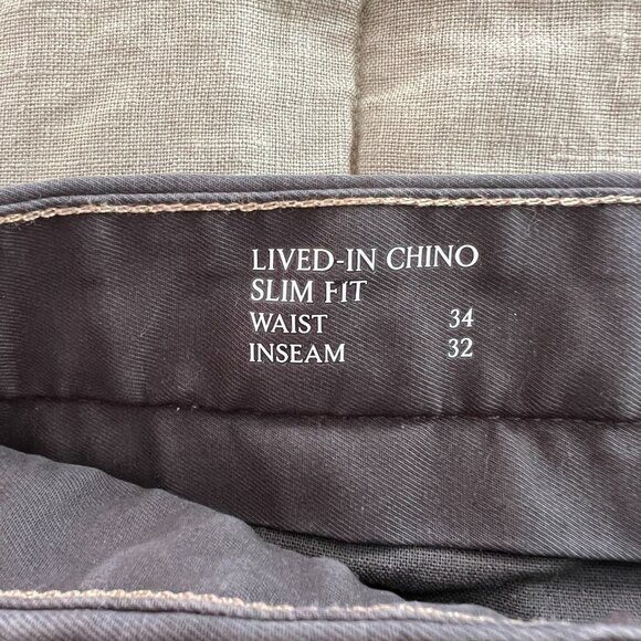 Banana Republic Slim Lived-In Chino - Men's 34x32 - Flint Gray - Picture 4 of 11